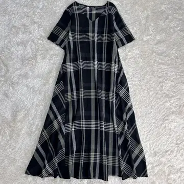 JOURNAL STANDARD 린넨 혼방 면마 체크 롱 원피스