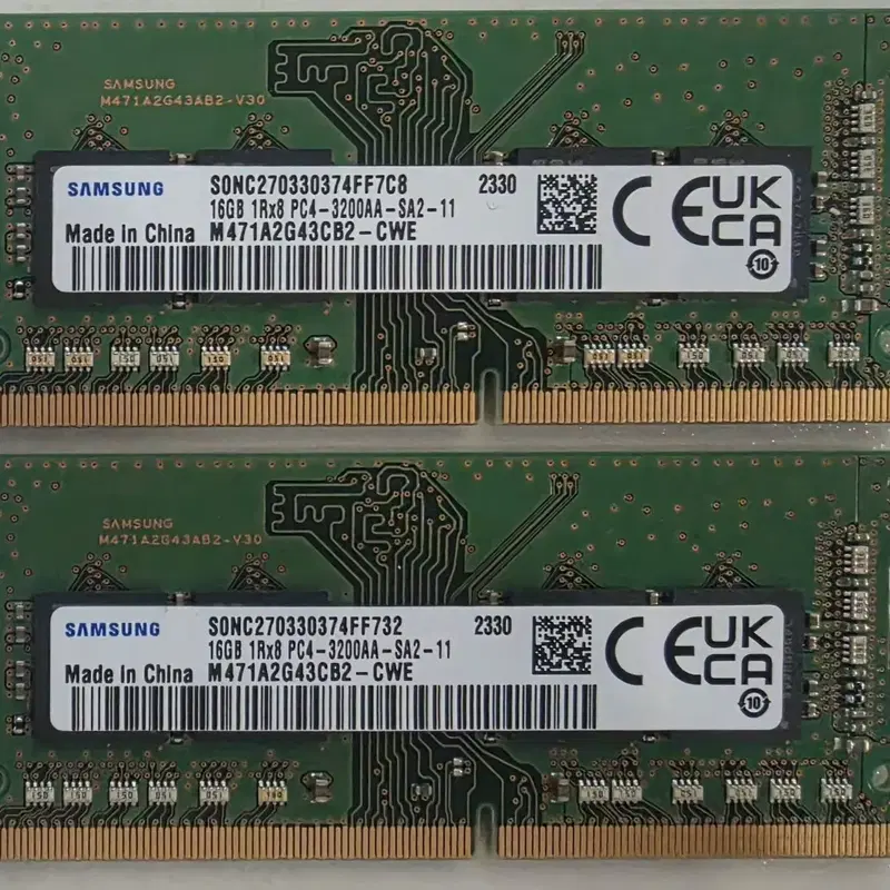 삼성 노트북램 DDR4-3200 16Gx2개 팝니다.