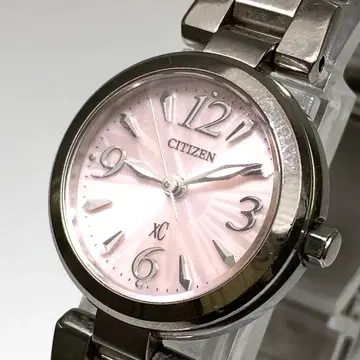새상품급 CITIZEN XC 에코 드라이브 핑크 다이얼 여성용 손목시계