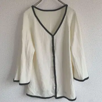 Airy Fairy NY 바이컬러 V넥 가디건 M 플레어 소매