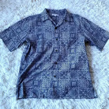 유니클로 레인스푸너 알로하 셔츠 코튼 네이비