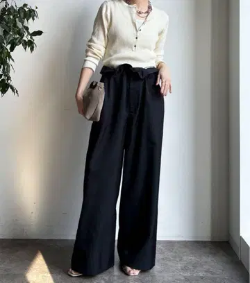 DOUDOU 허리 개더 접이식 팬츠