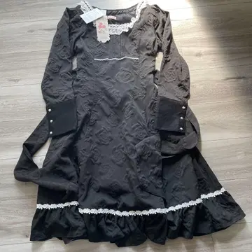 마논 로즈 아이노 에리 콜라보 원피스 꽃무늬 시마무라 블랙 L