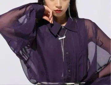 HARE 시어 플리츠 셔츠 퍼플