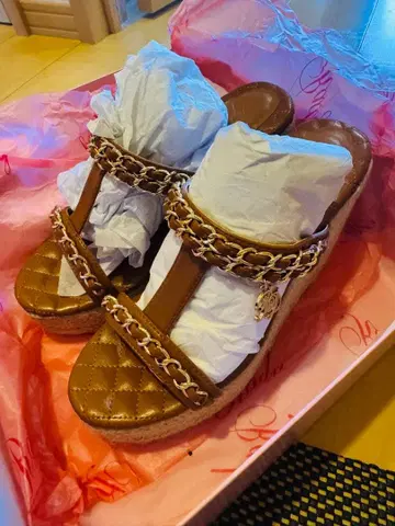 레이디 rady 샌들 힐 체인 웨지 L 브라운