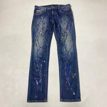 just cavalli 남성용 스플래쉬 스트레치 데님 팬츠 SLIM