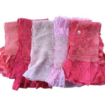 오비 장식 천 기모노 후리소데 앤티크 리메이크 시보리 5장 세트 핑크