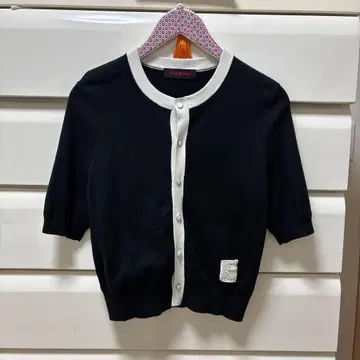 [ 새상품급 ] CABaN 코튼 캐시미어 바이컬러 하프 슬리브 가디건