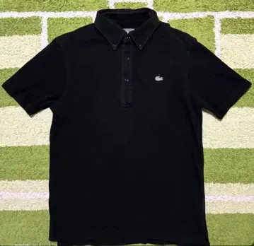 [ 레어템 ] LACOSTE 라코스테 화이트 악어 피케 셔츠 블랙