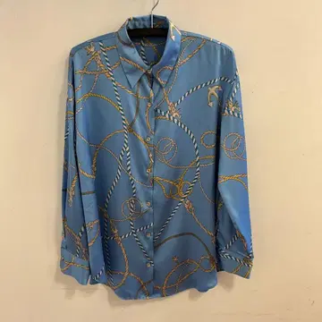 ZARA 스카프 패턴 올 패턴 셔츠 새틴 셔츠 빈티지풍