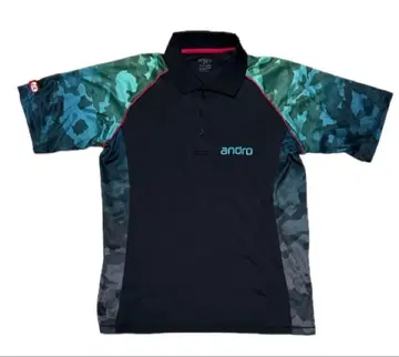 미사용 안드로 피케 셔츠 탁구 셔츠 카모플라쥬 카모플라주 네이비 x 그린