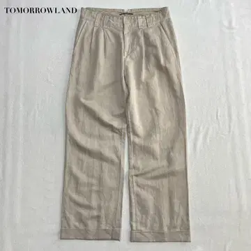 TOMORROWLAND 코튼 린넨 투 턱 와이드 팬츠 46