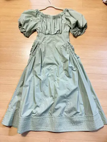 극미품 에스텔라케이 벌룬 오프숄더 타프타 원피스 드레스 민트