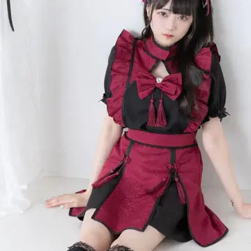 디어마이러브 차이나 라인 슬릿 스커트