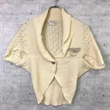ANNAPIU 이태리제 구제 의류 시스루 짜임 코튼 니트 볼레로 가디건