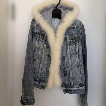 후드 부착 라이트 블루 데님 자켓