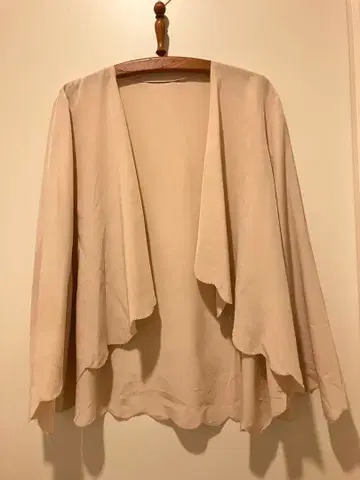 빈티지 실크 스캘럽 에크루 볼레로 가디건 겉옷