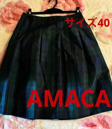 AMACA 타탄 체크 발수 가공 플레어 스커트 사이즈 40