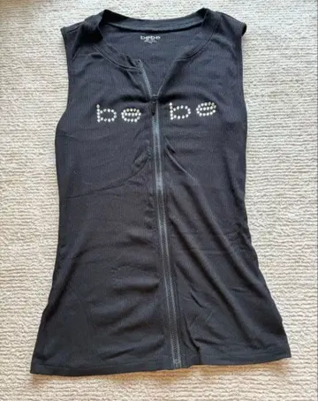 Bebe 큐빅 블랙 지퍼 탱크탑