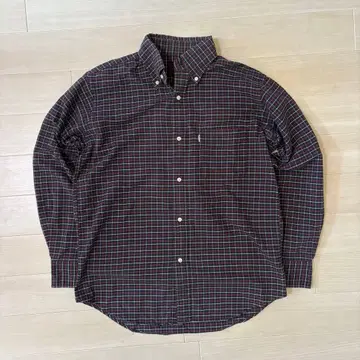 evisu 체크 무늬 버튼 다운 셔츠 블랙 레드 사이즈 38 (M 정도)