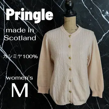 [ Pringle ] 캐시미어 가디건 스코틀랜드제 골드 버튼 핑크 M