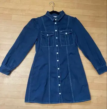 TOMMYJEANS 다크 블루 버튼 업 원피스