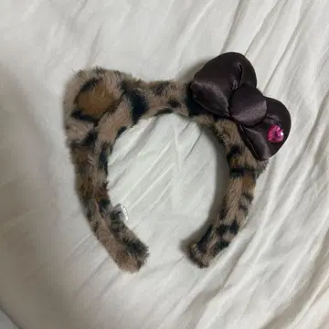 키티 레오파드 무늬 머리띠 리본 포함