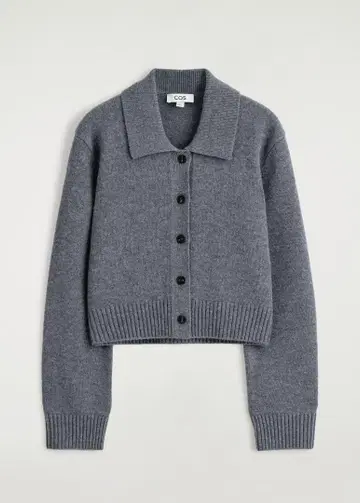 COS 카라 부착 메리노울 가디건