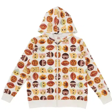 호빵맨 뮤지엄 빵 패턴 지퍼 후드티 키즈 컬렉션 성인용 L