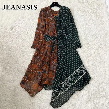 JEANASIS 절개 패턴 원피스 가운 페이즐리 아지메 프리 사이즈