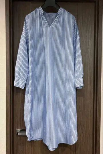 프레임워크 론 스트라이프 스키퍼 셔츠 원피스 블루