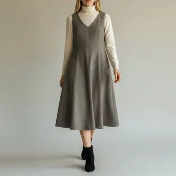 새상품급 언타이틀 트위드 오버롤 스커트 울 A라인 플레어 일본제