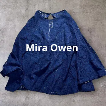 미라 오웬 컨디션 최상 전체 레이스 리파인 블라우스 플레어 슬리브 포멀