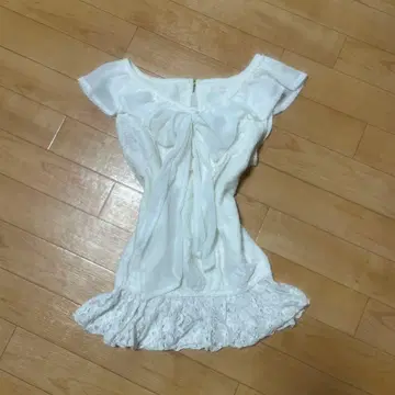 LIZLISA 전체 레이스 슬리브리스 리본 블라우스 화이트 히메카지