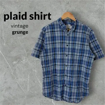 00's/vintage/반팔 체크 셔츠/스트릿/그런지/y2k