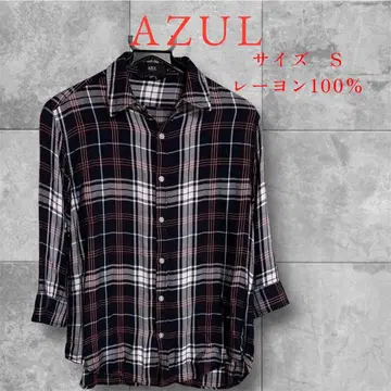 [ 새상품급 ] AZUL 레이온 100% 체크 셔츠 S