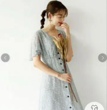 택 포함 미사용품 마이 스트라다 워셔블 소매 플레어 프린트 원피스 38