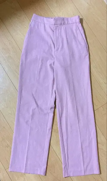 DouDou 핑크 스트레이트 팬츠 허리밴딩 36