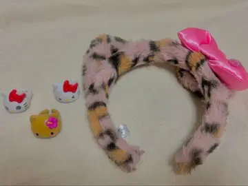 유니버 키티 레오파드 무늬 머리띠 반지 너무 귀여운 세트
