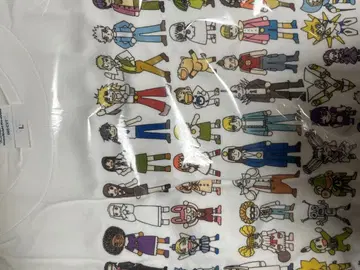 금색의 갓슈!!와 라이쿠 마코토 원화전 미니 캐릭터 집합 T셔츠 L