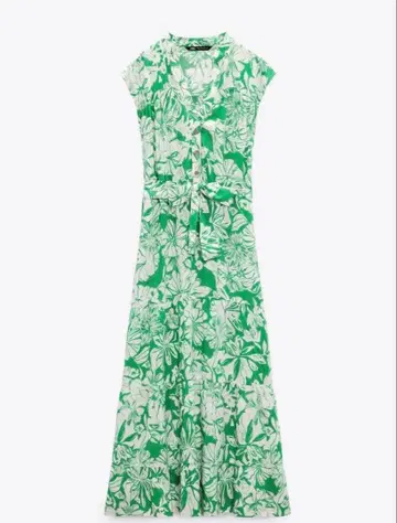 ZARA 자라 꽃무늬 플라워 원피스 그린