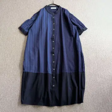 아즈노아즈 플러스 패치워크 셔츠 원피스