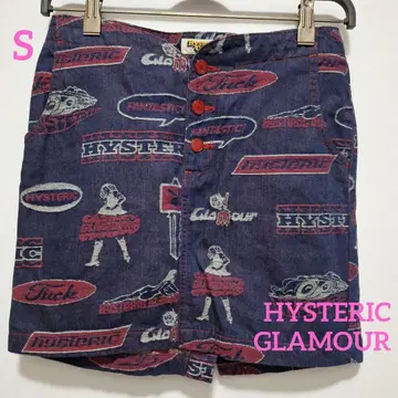 HYSTERIC GLAMOUR 프린트 데님 타이트 스커트 S