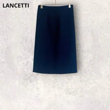 란체티 타이트 스커트 무릎 기장 네이비 울 큐프라 M 심플