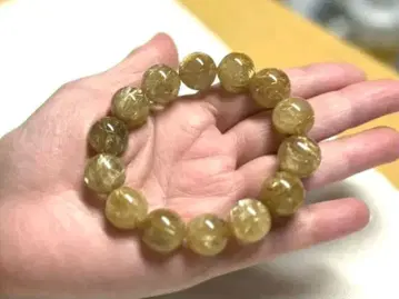 골드 루틸 쿼츠 팔찌 15mm 구슬 새상품급