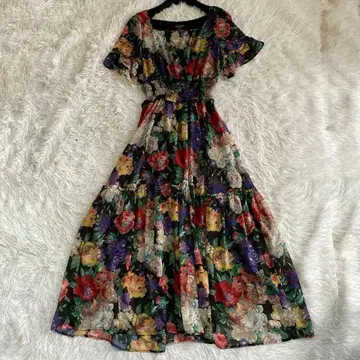 emiria wiz 레트로 플라워 셔링 롱 원피스 M 사이즈