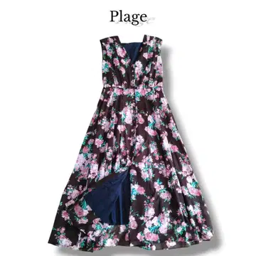 새상품급 플라주 플라워 프린트 롱 원피스 블랙 꽃무늬 세레모니