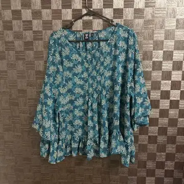 ANNA SUI 안나수이 꽃무늬 프릴 튜닉 L 사이즈 블루