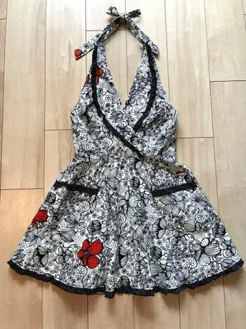 셀럽 에이프런 키친그램 수입 플라워 디자인 에이프런 원피스