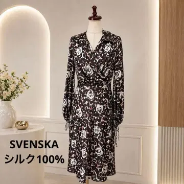 새상품 실크 100% SVENSKA 플라워 원피스